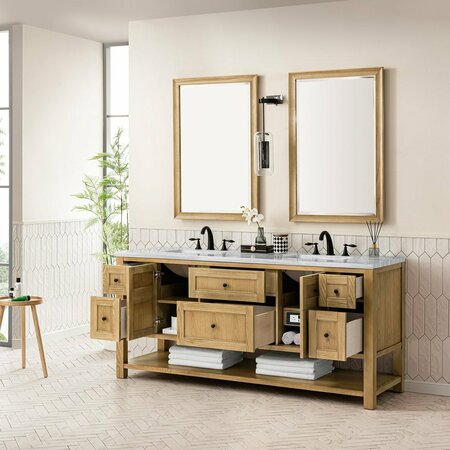 James Martin Vanities Breckenridge 72in Double Vanity, Light Natural Oak w/ 3 CM Arctic Fall Top 330-V72-LNO-3AF